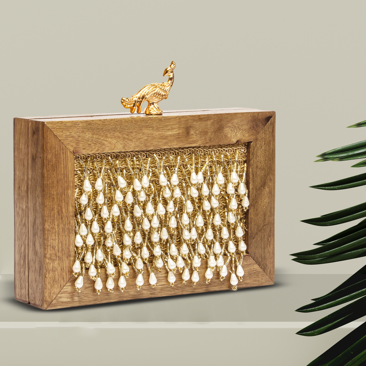 Wooden Pearl Clutch