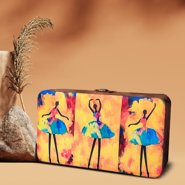 Ballerina Girl Dancing Suede Clutch - ArtFlyck