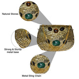 Beaded Druzzy Stone Metal Clutch - ArtFlyck