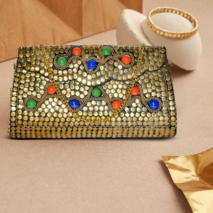 Bohemia Druzzy Stone Multi-Color Clutch