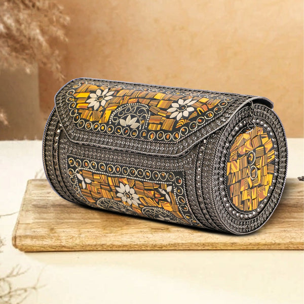 Bohemian Papillon Metal Clutch | Grey - ArtFlyck