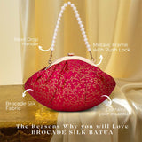 Brocade Silk Batua Bag | Pink - ArtFlyck