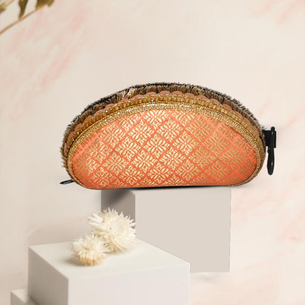 Brocade Silk Mirror Sunglasses Case | Peach - ArtFlyck