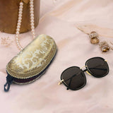 Brocade Silk Sunglasses Case | Golden - ArtFlyck