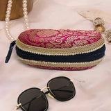 Brocade Silk Sunglasses Case | Magenta - ArtFlyck