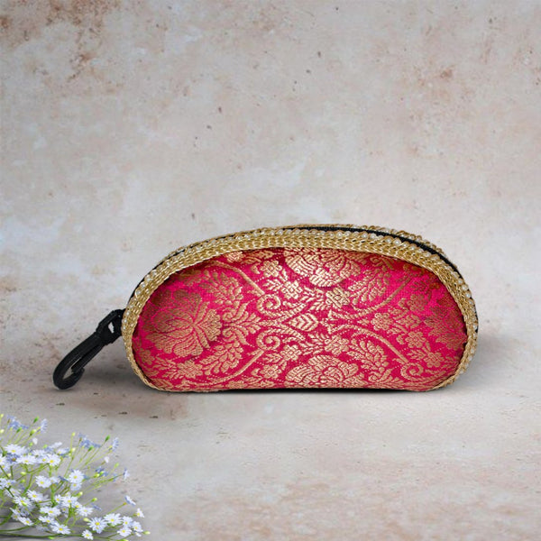 Brocade Silk Sunglasses Case | Magenta - ArtFlyck