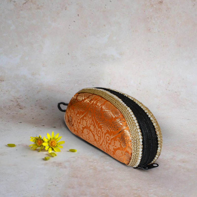 Brocade Silk Sunglasses Case | Mustard - ArtFlyck