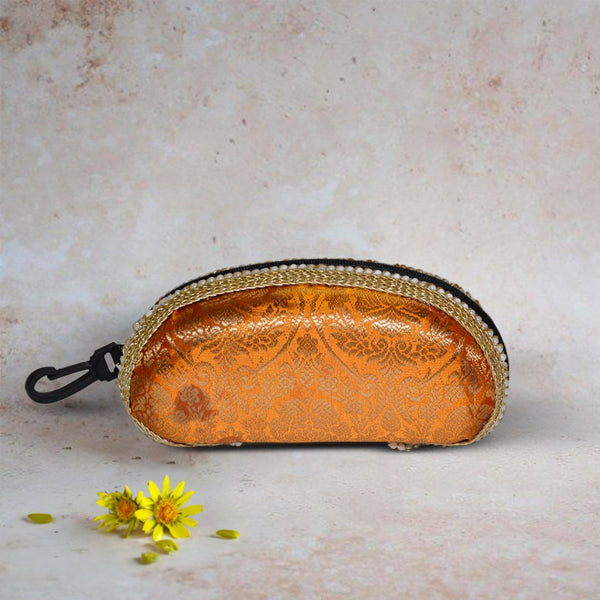 Brocade Silk Sunglasses Case | Mustard - ArtFlyck