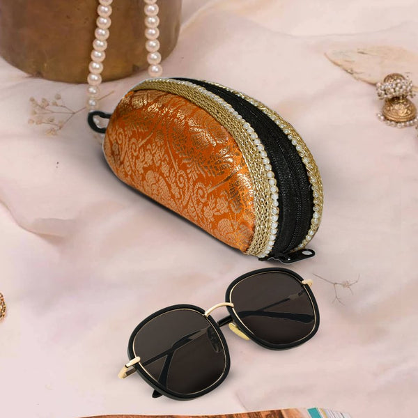 Brocade Silk Sunglasses Case | Pink-Orange - ArtFlyck