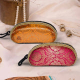 Brocade Silk Sunglasses Case | Pink-Orange - ArtFlyck