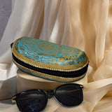 Brocade Silk Sunglasses Case | Turquoise - ArtFlyck