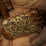 Champagne Gold Sequin Wedding Clutch - ArtFlyck