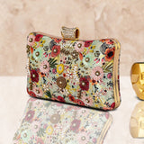 Floral Hand Embroidered Multi Color Clutch - ArtFlyck