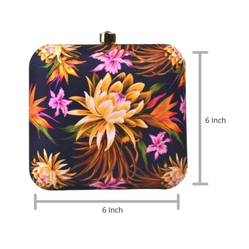 Floral Printed Clutch | Navy Blue Colour - ArtFlyck