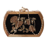 Handcrafted Wooden Oval Clutch | Floral Style - ArtFlyck