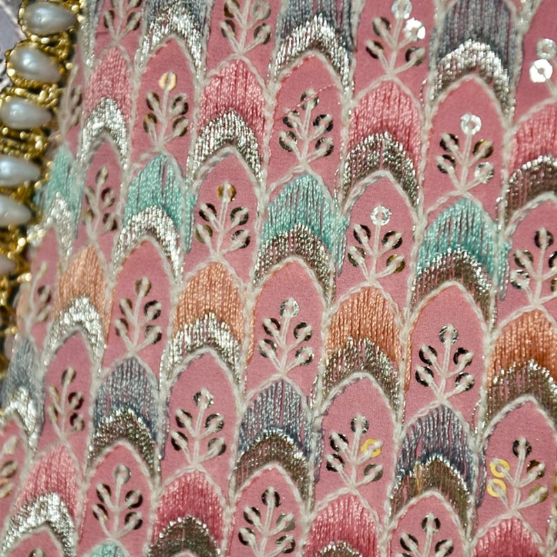 Noor Thread Work Silk Potli | Pink - ArtFlyck