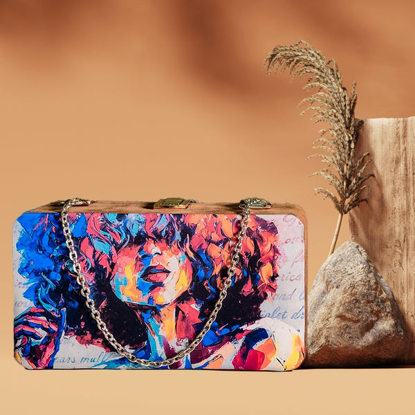 Oil Painted Suede Evening Clutch - ArtFlyck