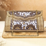 Pebble Metallic Clutch | Gold Colour - ArtFlyck