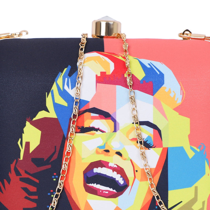 Printed Marilyn Clutch | Multi Colour - ArtFlyck