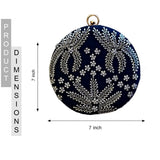 Round Cutdana Embroidered Bridal Clutch | Black - ArtFlyck