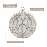 Round Cutdana Embroidered Bridal Clutch | Off White - ArtFlyck