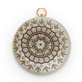 Round Zari Embroidered Pearl Bridal Clutch | Off White - ArtFlyck