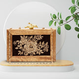 Wooden Embroidered Clutch | Rose Style - ArtFlyck