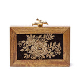 Wooden Embroidered Clutch | Rose Style - ArtFlyck