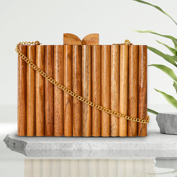 Wooden Textured Clutch - ArtFlyck