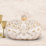 Zari & Pearl Embroidered Bridal Clutch | Off White - ArtFlyck